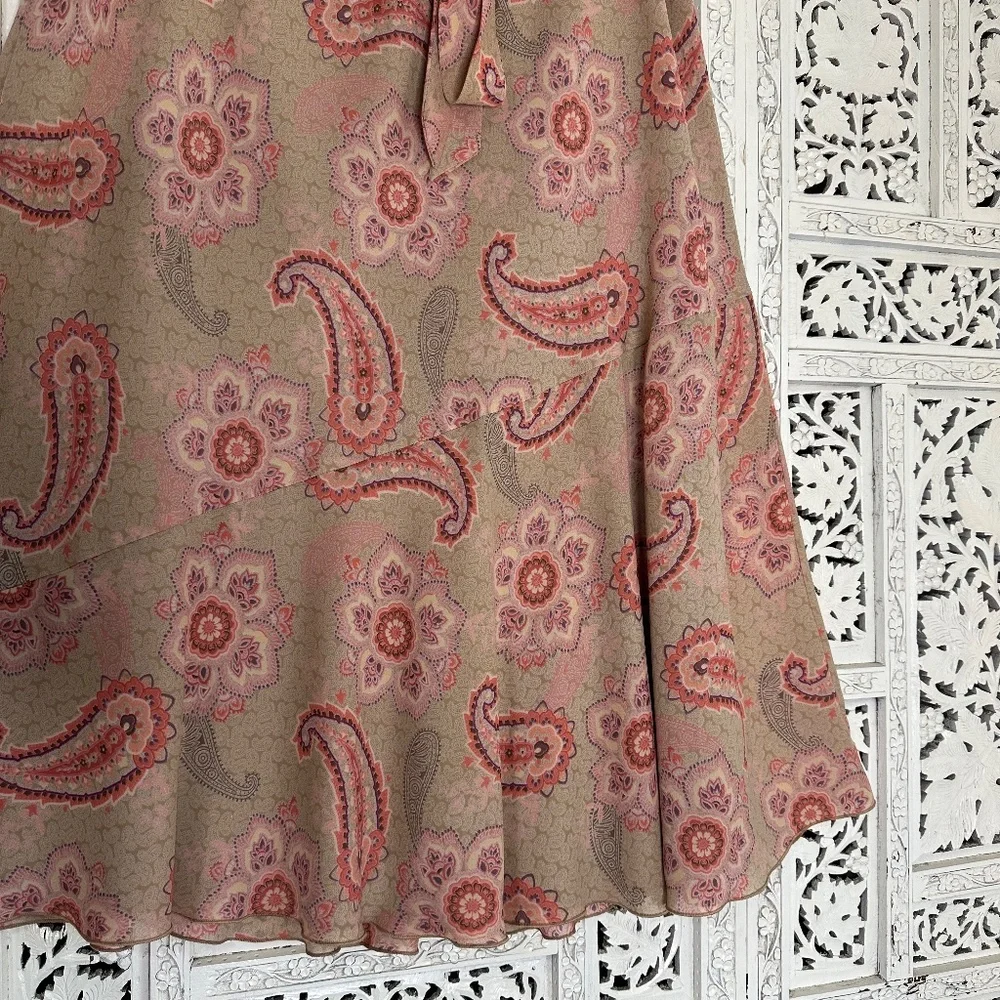 Norton McNaughton Beige And Pink Boho Fairy Y2K Style Midi Skirt Sz‎ Medium
